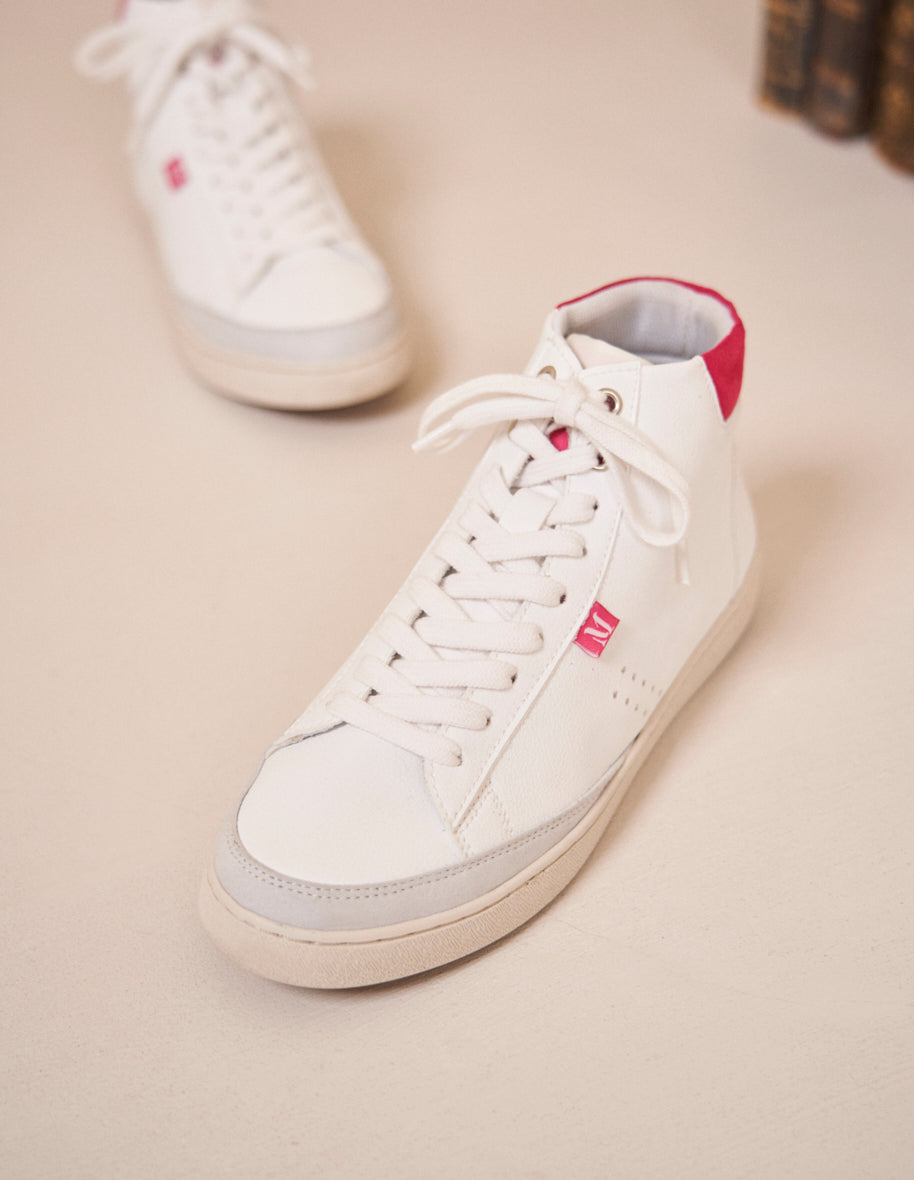 High top trainers Alexia Fuchsia white vegan leather