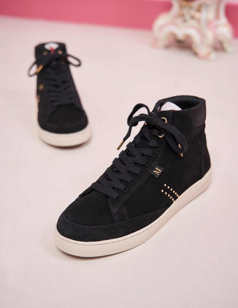 High top trainers Alexia Black and python suede