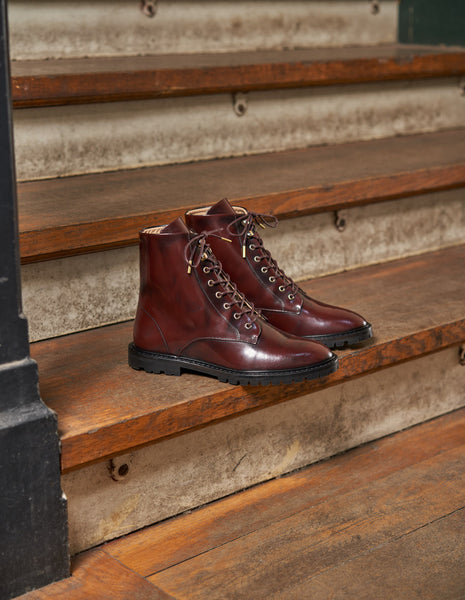 Boots femme cuir bordeaux best sale