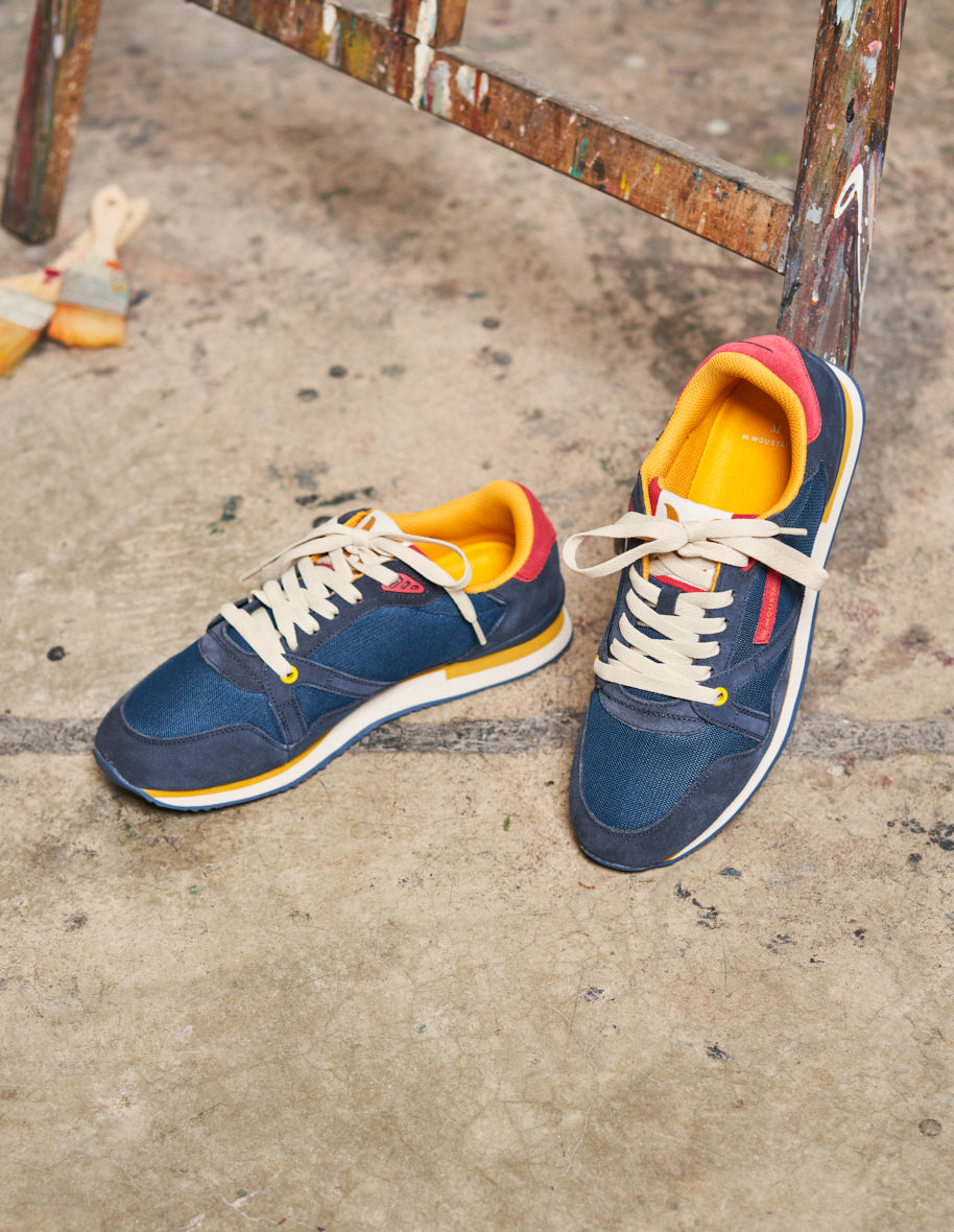 Andre s low sneakers Sweden Marine Rouge Moutarde