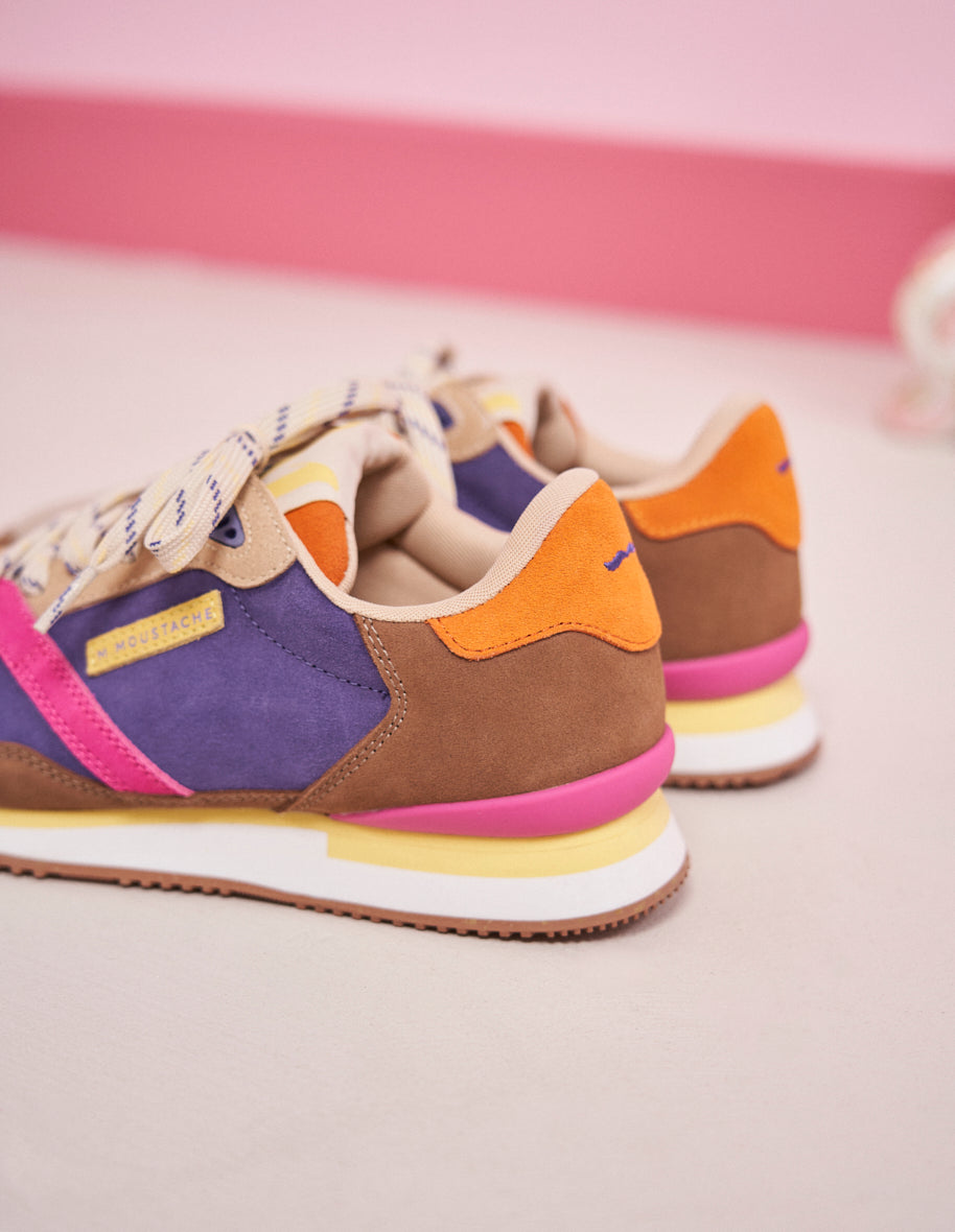 Andrée low sneakers - Sweden Vegan and Mesh Taupe Ecru Fuchsia
