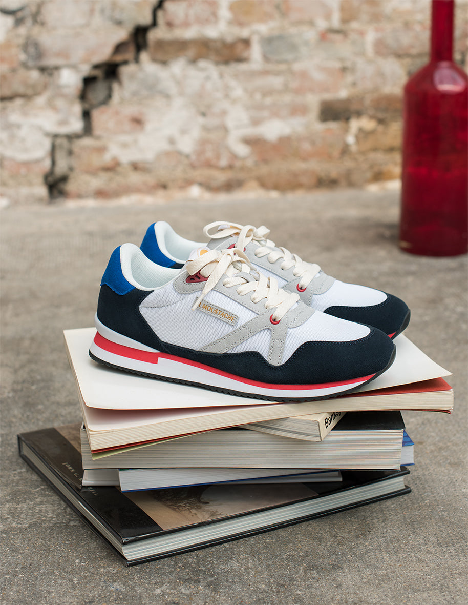 André - Sweden Marine and Mesh White Sneakers