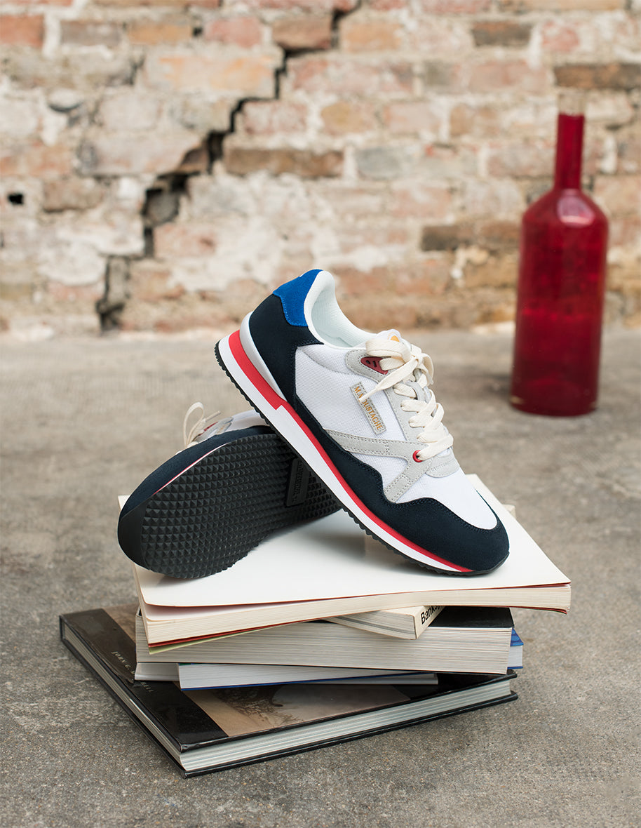 André - Sweden Marine and Mesh White Sneakers