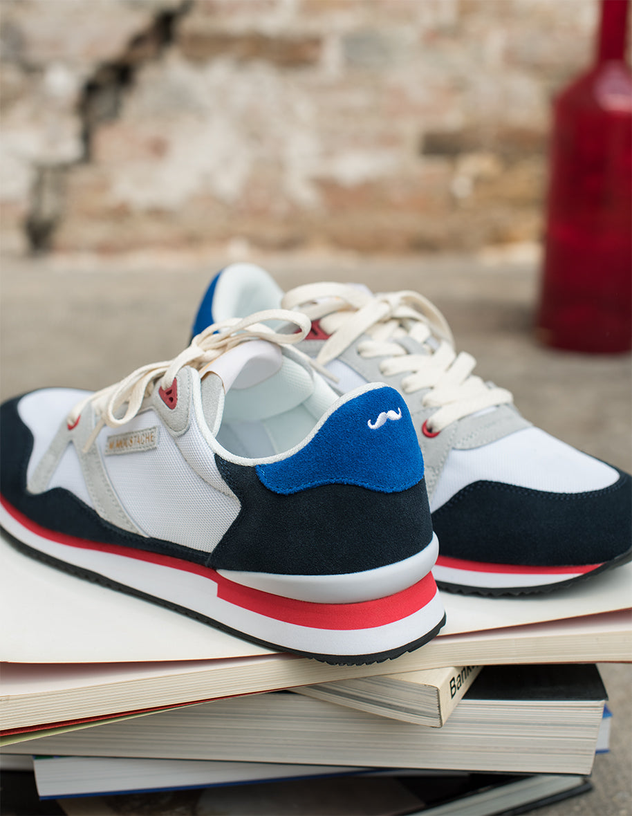 André - Sweden Marine and Mesh White Sneakers
