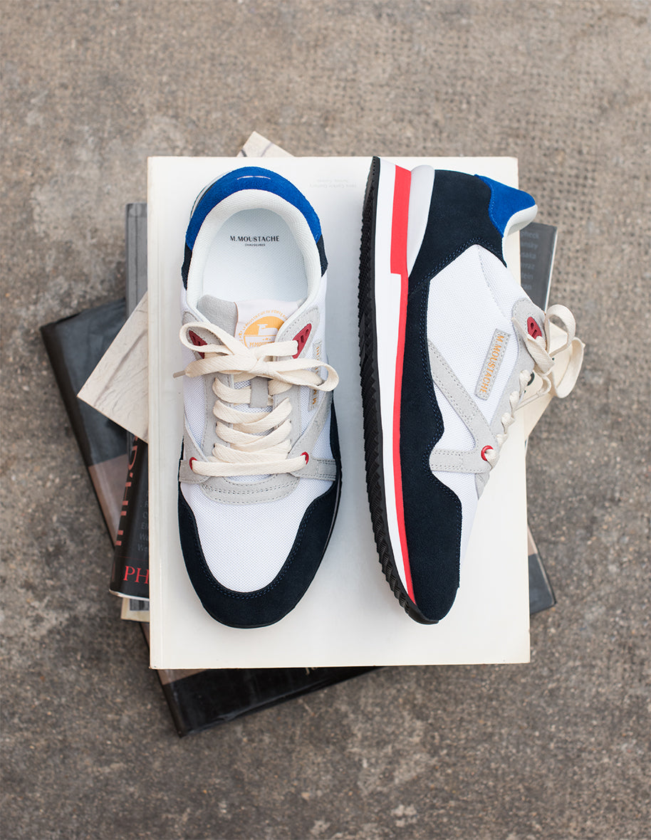 André - Sweden Marine and Mesh White Sneakers
