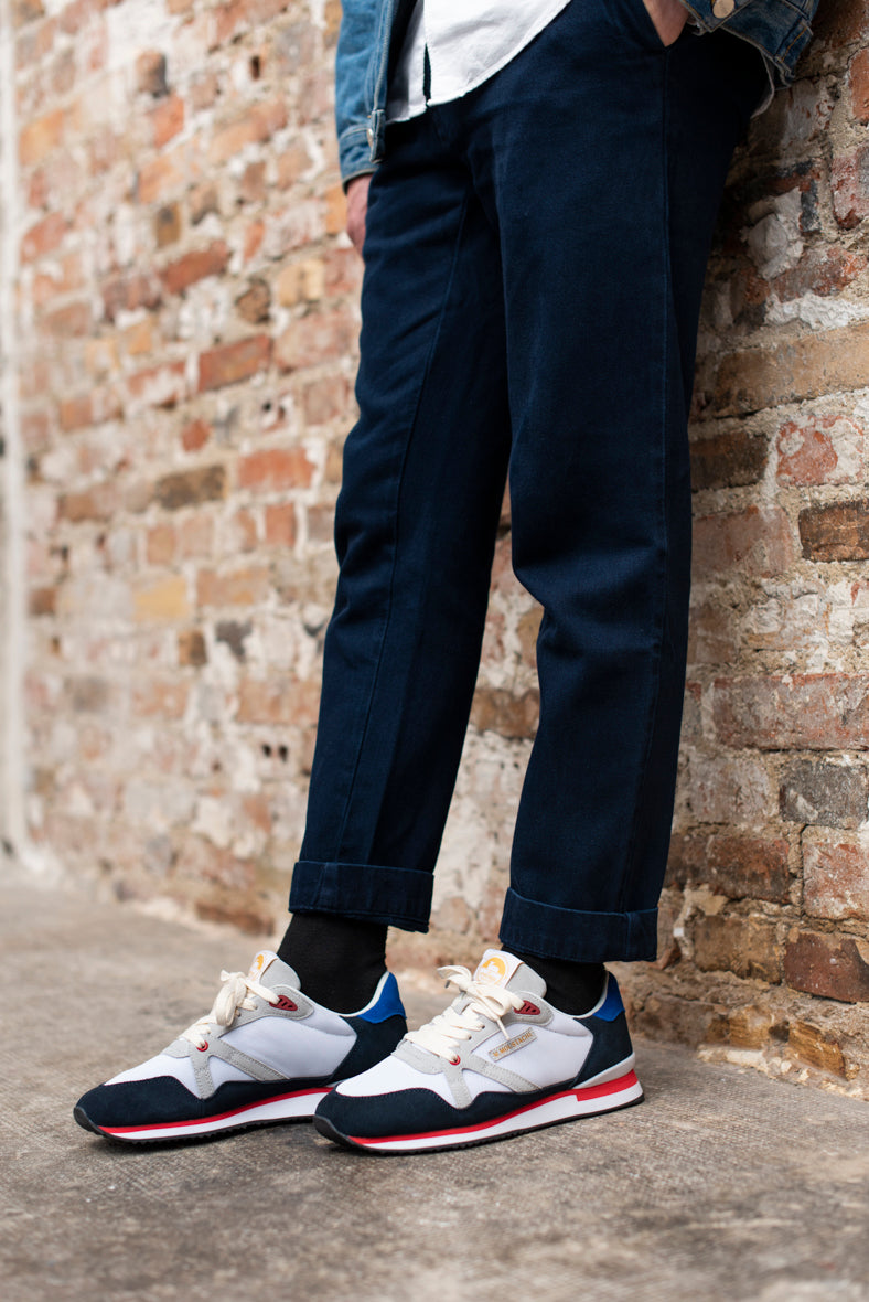 André - Sweden Marine and Mesh White Sneakers