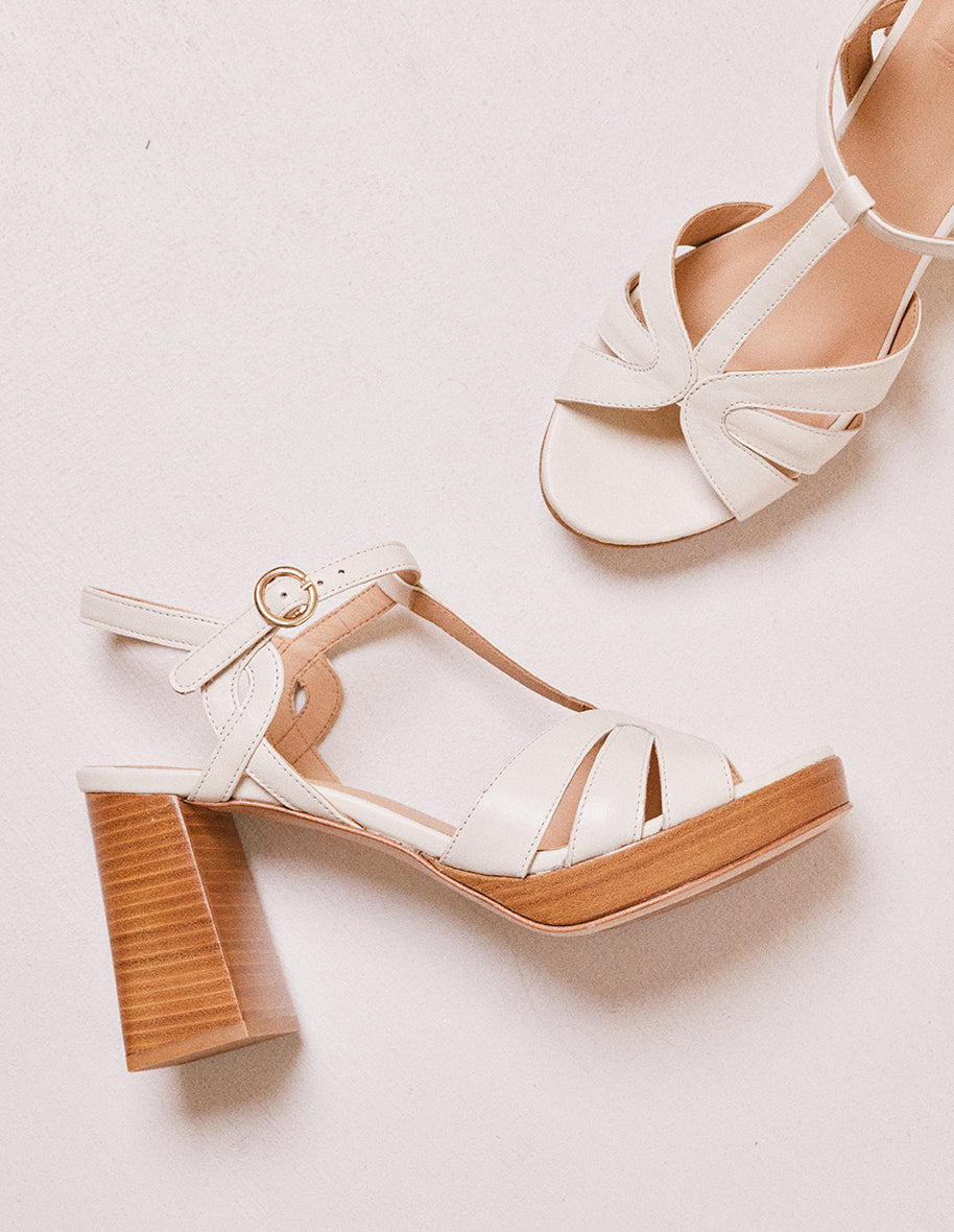 Sandales à talons Blandine - Cuir écru