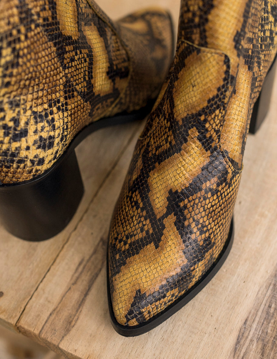 Bottines à talons Céleste - Cuir Python Cognac
