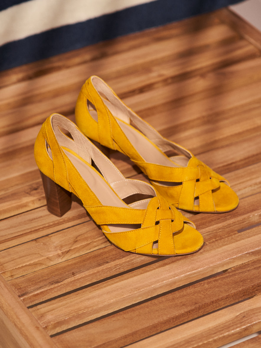Sandales à talons Clémentine H - Suède jaune