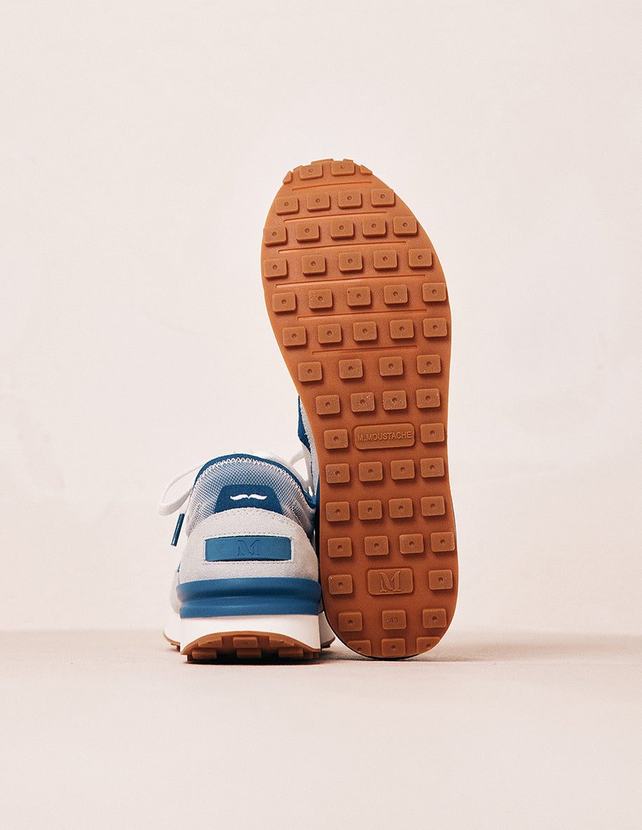 Baskets basses Denis - Suède et mesh gris bleu