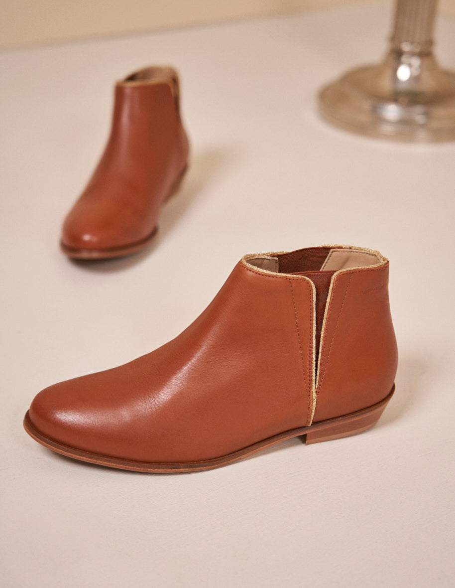 Boots cuir cognac femme best sale