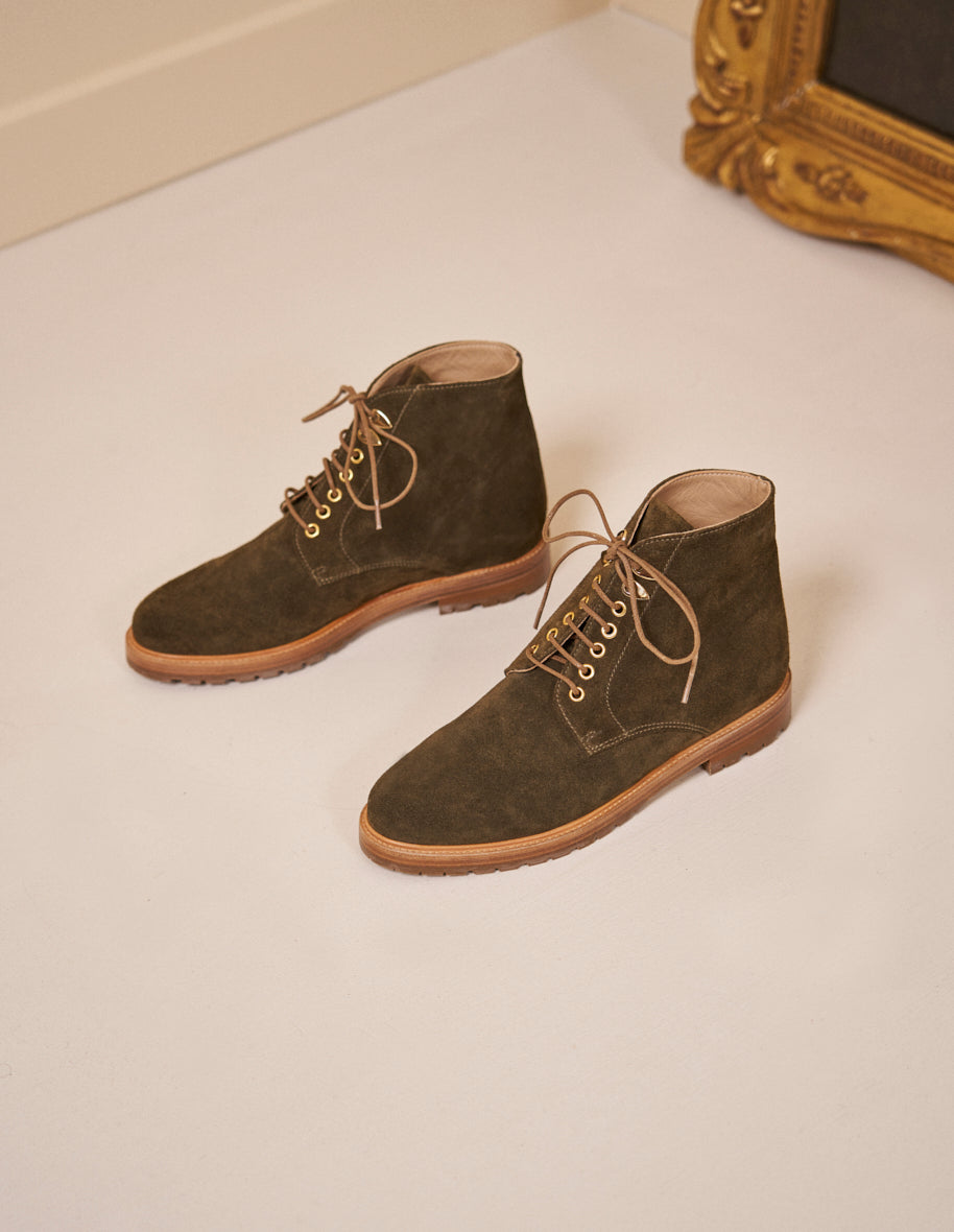 Bottines à lacets Laurène - Suède kaki