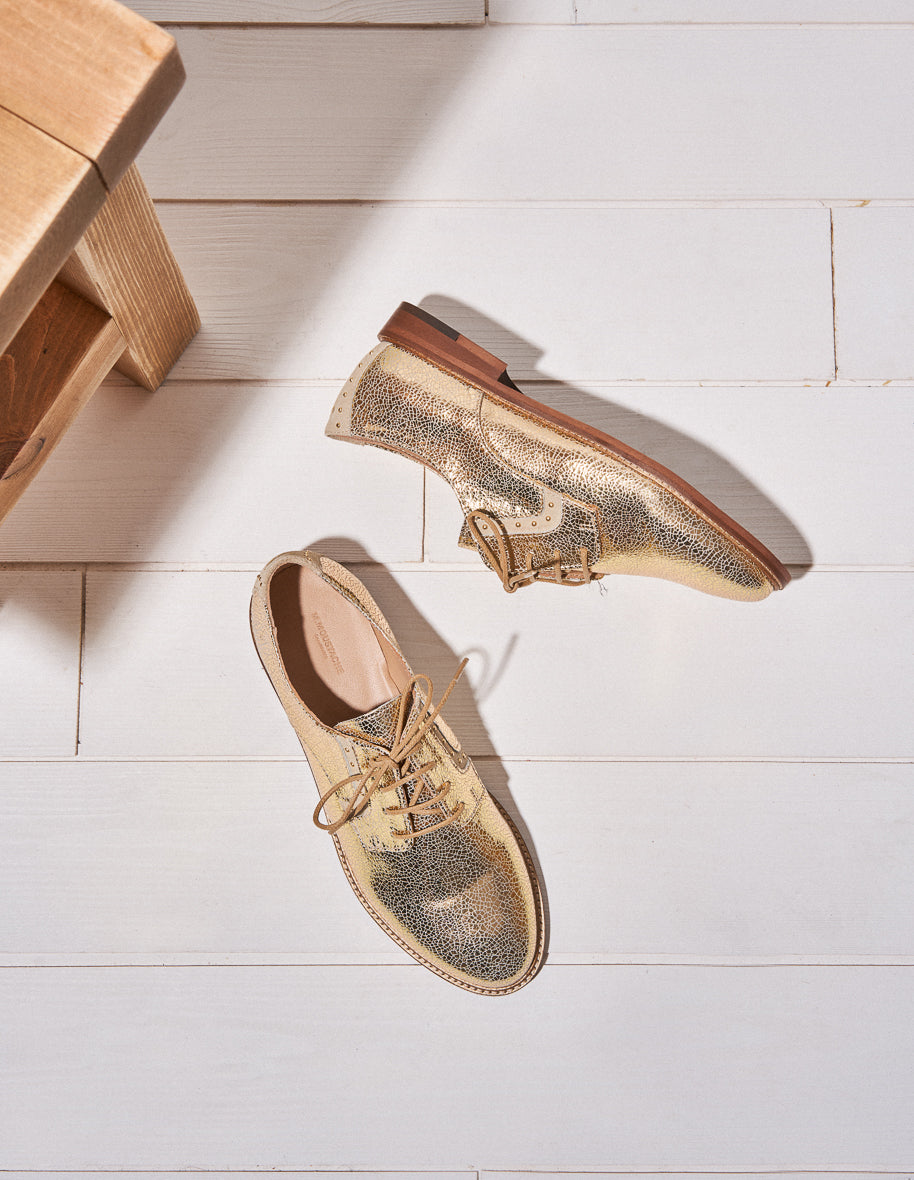 Derbies Laurette - Cuir Craquelé Doré