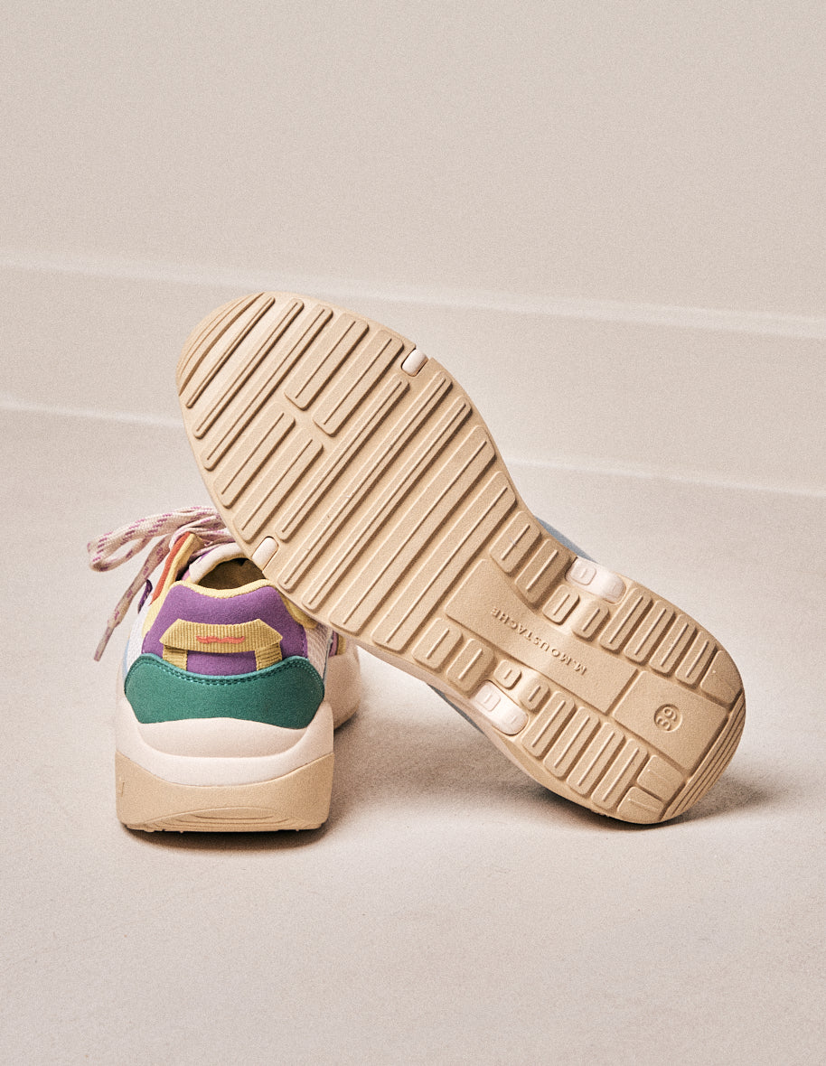 Low-top trainers Lison - Pink, white and lemon vegan suede and mesh
