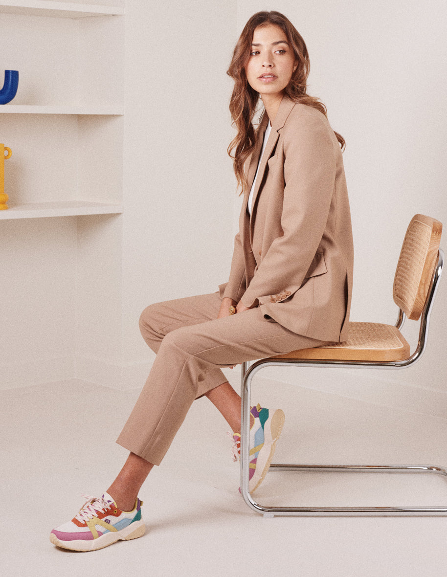 Low-top trainers Lison - Pink, white and lemon vegan suede and mesh