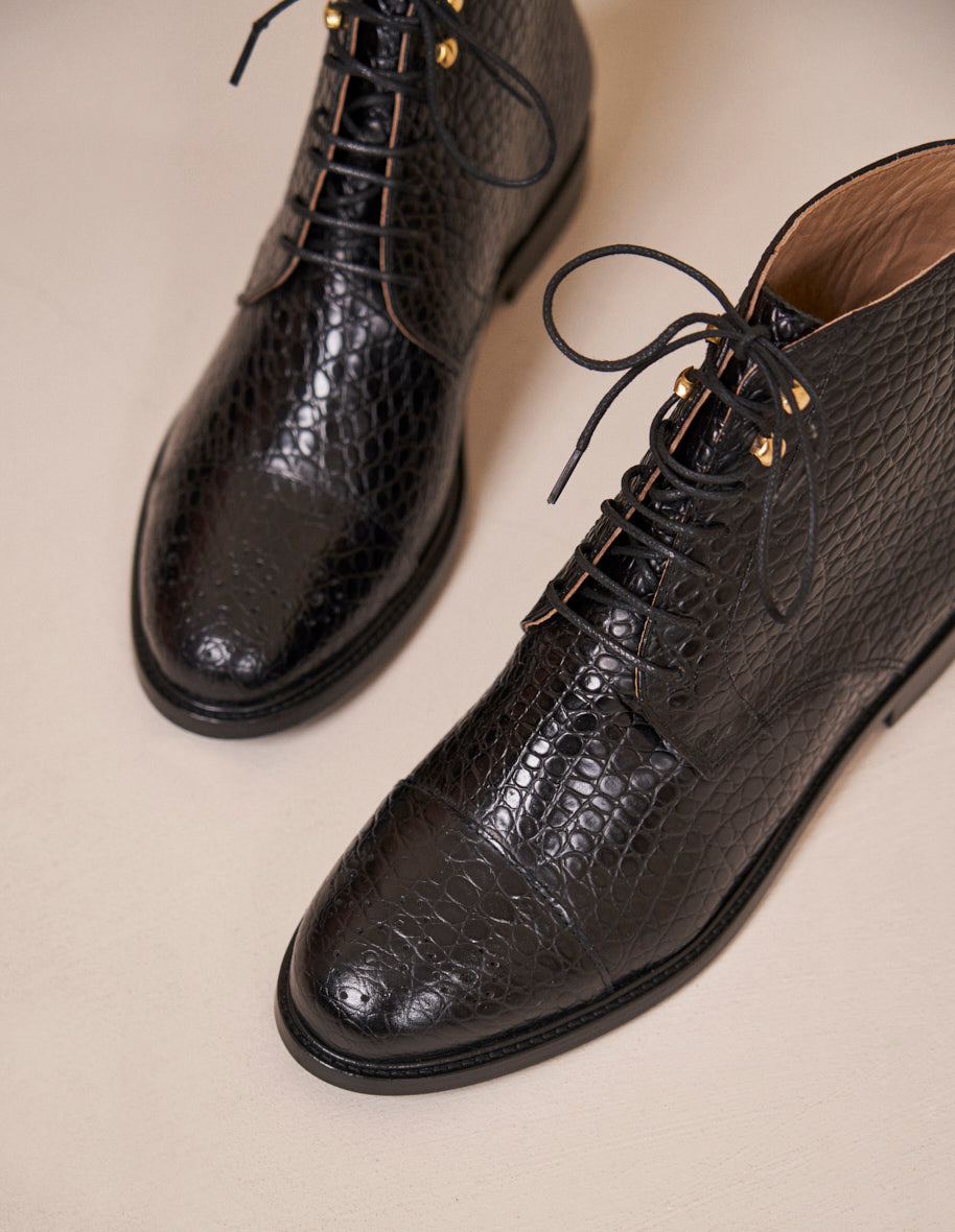 Lucienne boots Black Croco leather