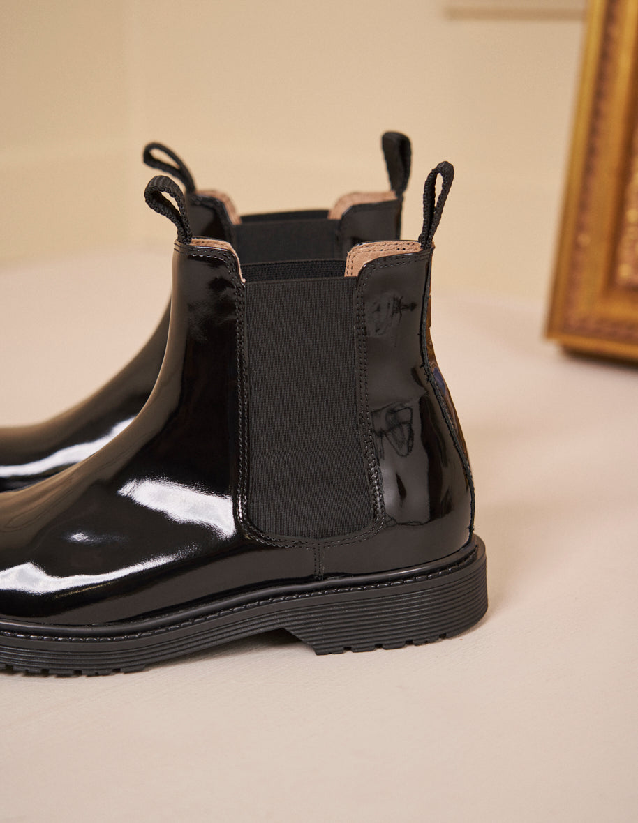 Bottes plates vernies noires discount