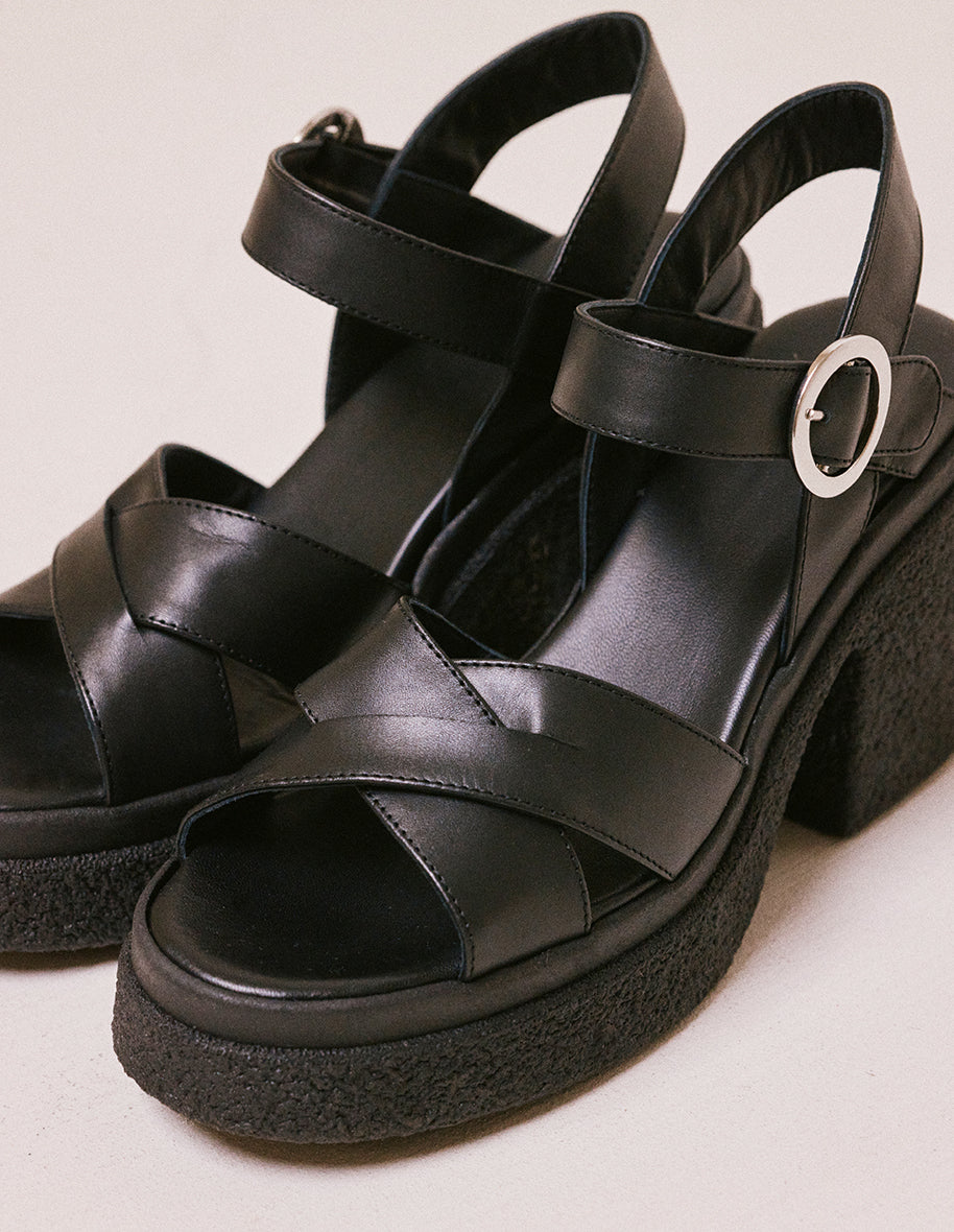 Heeled sandals Sabrina - Black leather